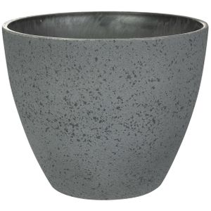 Bloempot/plantenpot - buiten - antraciet - D13 en H12 cm - kunststof/steenmix