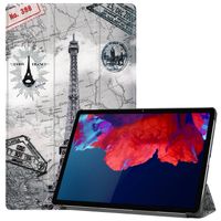 Basey Lenovo Tab P11 Plus Hoesje Kunstleer Hoes Case Cover -Eiffeltoren