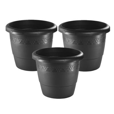 Bloempot/plantenpot antraciet - Set van 3x stuks - kunststof - Dia 60 cm x Hoogte 43 cm - Buiten geb