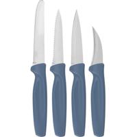 Excellent Houseware keuken messen set - blauw - 4 delig - rvs en kunststof - keukengerei