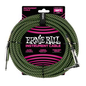 Ernie Ball 6082 Braided Instrument Cable, 5.5 meter, Black/Green