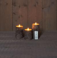 B.o. 3st kaars berk bewegende vlam 7.5x10/12.5/15cm afstandsbediening 3x3aaa - Annas collection