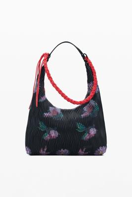 Middelgrote ovale tas met textuur - BLACK - U Middelgrote ovale tas met textuur - BLACK - U