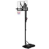 SPORTNOW Mobiele Basketbalstandaard, In Hoogte Verstelbaar, Onbreekbare Achterwand, 2,35-3,05 m Korfhoogte, Zwart
