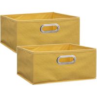 Set van 4x stuks opbergmand/kastmand 14 liter geel linnen 31 x 31 x 15 cm