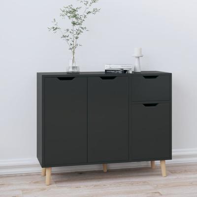Dressoir 90x30x72 cm bewerkt hout hoogglans zwart