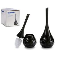Toiletborstel Zwart Grijs Keramisch Plastic 14 x 38,5 x 14 cm - thumbnail