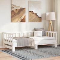 Slaapbank met onderschuifbed 90x200 cm massief grenenhout wit - thumbnail