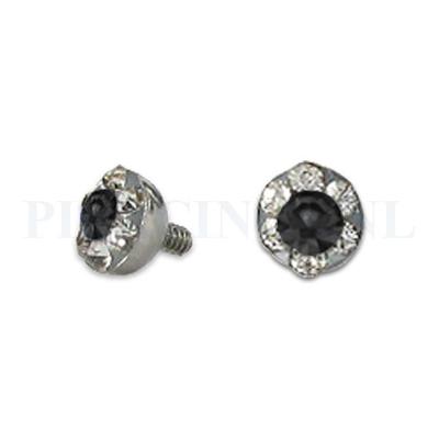 Dermal balletje 4 mm zwart met meerdere kristallen