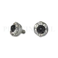 Dermal balletje 4 mm zwart met meerdere kristallen