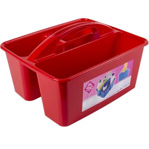 Hega Hogar opbergbox/opbergmand - rood - met handvat - 6 liter - kunststof - 31 x 26,5 x 18 cm