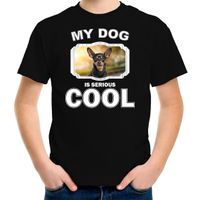 Dwergpinscher honden t-shirt my dog is serious cool zwart voor kinderen - thumbnail