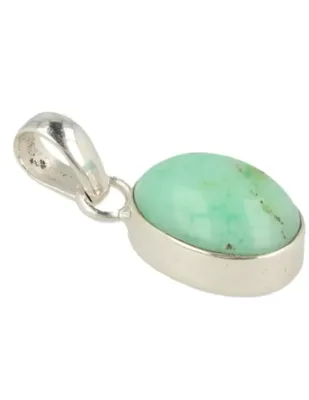 Edelstenen Hanger Chrysopraas in Zilver Ovaal