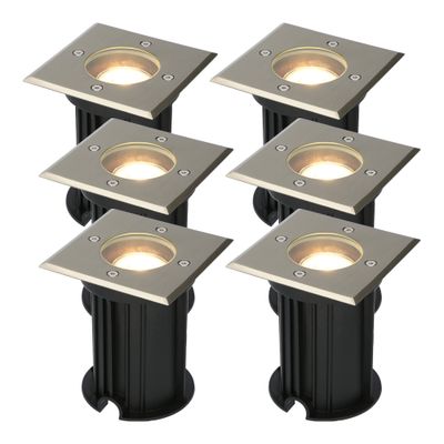 HOFTRONIC™ 6x Ramsay dimbare LED grondspot vierkant RVS 5W 2700K IP67 straal waterdicht 3 jaar garantie