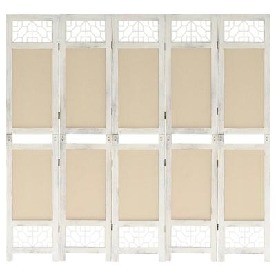 Kamerscherm met 5 panelen 175x165 cm stof crèmekleurig