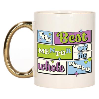 Cadeau koffie/thee mok - de beste mentor - van de wereld - goud - 300 ml - keramiek