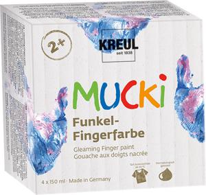 Creativ Company Mucki Vingerverf Metallic Blauw/Goud/Roze/Zilver, 4st.