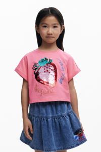 Cropped T-shirt aardbei pailletten - RED - 13/14