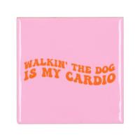 Tegeltje walkin the dog pink 10x10x1 cm - Daan kromhout design