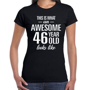 Awesome 46 year / 46 jaar cadeau t-shirt zwart dames