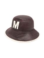 MM6 Maison Margiela Kids chapeau en cuir artificiel à patch logo - Marron