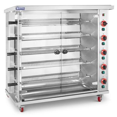 Kippengrill gas - 5 spitten - met verlichting en wielen - Royal Catering