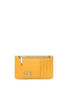 Calvin Klein porte-cartes en cuir à logo - Jaune