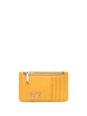 Calvin Klein porte-cartes en cuir à logo - Jaune