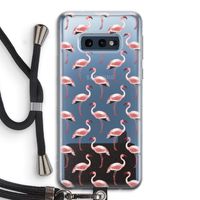 Flamingoprint groen: Samsung Galaxy S10e Transparant Hoesje met koord