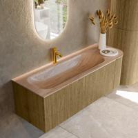 Badmeubel Mondiaz Kurve-Dlux | 135 cm | Meubelkleur Dusk | Wastafelkleur Saba | Solid surface | Wasbak linker zijde spoelbak | 1 kraangat