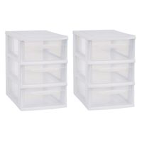 2x stuks ladenkast/bureau organizers wit stapelbaar A5 met 3x lades L18 x B27 x H27 cm