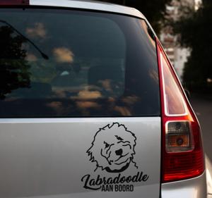 Autosticker labradoodle aan boord silhouet