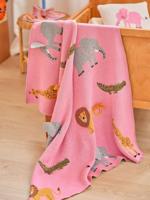 Gebreide deken voor baby's ANIMALS met 3D-details RICE, Roze snoepjesroze