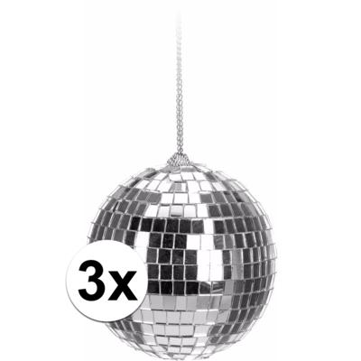 Disco kerstbal - 3x - zilver - D6 cm - glas/foam - discobal/discobol - kerstversiering