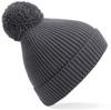 Beechfield CB382 Engineered Knit Ribbed Pom Pom Beanie - Graphite Grey - One Size