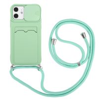 iPhone 14 Plus hoesje - Backcover - Koord - Pasjeshouder - Portemonnee - TPU - Lichtgroen - thumbnail