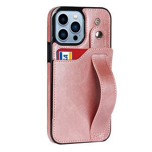 iPhone 7 hoesje - Backcover - Pasjeshouder - Portemonnee - Handvat - Kunstleer - Roze