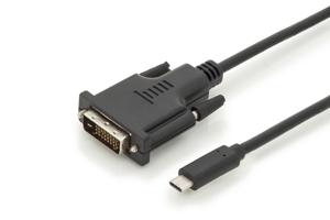 Digitus AK-300332-020-S USB-C-displaykabel USB-C / DVI Adapterkabel USB-C stekker, DVI-D 24+1-polige stekker 2.00 m Zwart Afgeschermd, Afgeschermd (dubbel)