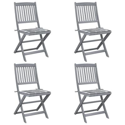 Tuinstoelen 4 st inklapbaar met kussens massief acaciahout