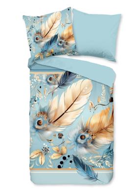 Pure Dekbedovertrek "veren/ oosters" - Aqua - (135x200 cm) - Microfiber
