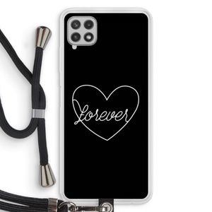 Forever heart black: Samsung Galaxy A22 4G Transparant Hoesje met koord