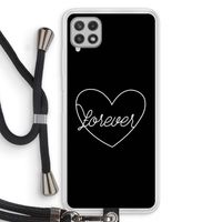 Forever heart black: Samsung Galaxy A22 4G Transparant Hoesje met koord