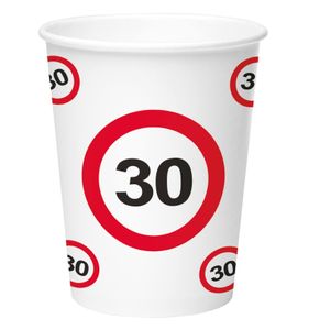 8x stuks drinkbekers van papier in 30 jaar verjaardag thema 350 ml