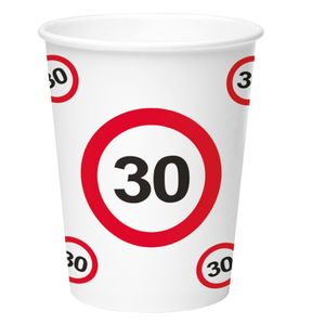 8x stuks drinkbekers van papier in 30 jaar verjaardag thema 350 ml