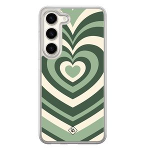 Samsung Galaxy S23 hybride hoesje - Groen hart swirl