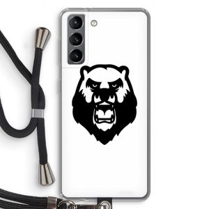 Angry Bear (white): Samsung Galaxy S21 Transparant Hoesje met koord