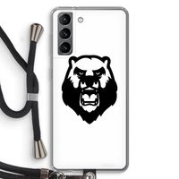 Angry Bear (white): Samsung Galaxy S21 Transparant Hoesje met koord