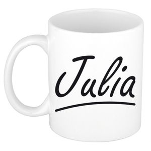 Julia voornaam kado beker / mok sierlijke letters - gepersonaliseerde mok met naam   -