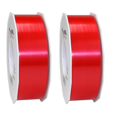 2x XL hobby/decoratie rode kunststof sierlinten 4 cm/40 mm x 91 meter