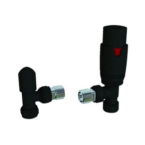 Radiator Aansluitset BWS Valve 15mm Met Haakse Aansluiting Mat Zwart
